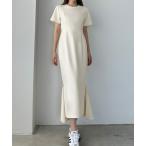 「Louere」 半袖ワンピース X-LARGE アイボリー レディース