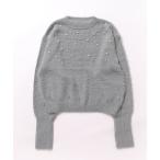 「acro」 長袖ニット フリ- グレー レディース