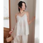 キャミソール コットンレースフリルキャミソール