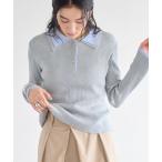 ニット セーター 「美得」ダブルカラーポロニットトップス レディース
