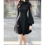 ドレス 「結婚式・二次会」ドットシフォンスリーブドレス