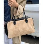 ショッピングエコバック ボストンバッグ エコレザースウェードコンビボストンバック レディース