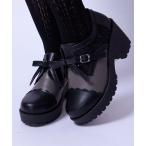 パンプス 配色リボン×レースシューズ