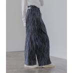 パンツ ロゴテープ ベルトタックワイドパンツ レディース