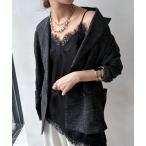 ショッピングショート ブラウス シャツ ショート丈アシメレースキャミ レディース