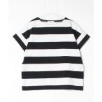 「SALON adam et rope'」 ボーダー柄半袖Tシャツ FREE ブラック レディース