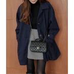 [AMELY] пальто с отложным воротником свободный темно-синий женский 