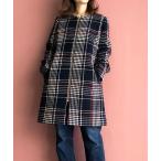 「PICCIN」 ノーカラーコート MEDIUM ネイビー レディース