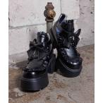 パンプス リボンフリル厚底パンプス