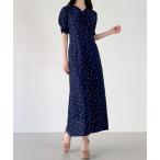 「junoah」 半袖ワンピース MEDIUM ネイビー レディース