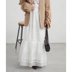 スカート パネルレースギャザースカート