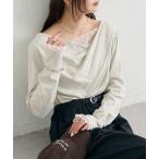 tシャツ レースドッキングオフショルロンT レディース