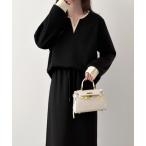 セットアップ レイヤード風配色スキッパネックスウェットセットアップ レディース