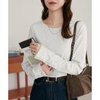 tシャツ リブ袖口ボタンロングスリーブ「WEB限定カラーあり」 レディース