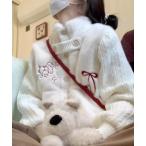 ショッピングリボン ニット セーター リボン＆動物柄刺繍モコモコニットセーター レディース