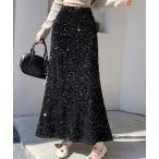 ショッピングスパンコール スカート スパンコール ハイウエスト ロングスカート