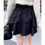 スカート バックリボンラメフレアスカパン