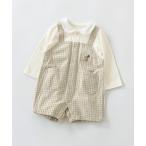 ベビー服 ロンパース 「ベビー」サロペットドッキング風長袖カバーオール