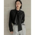 ブラウス シャツ ピーチスキンタイ付きハイネックブラウス レディース