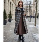 コート アウター アルパカシャギーチェックロングコート レディース