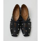 ショッピングau パンプス スタッズ付き ソフトレザーフラットパンプス