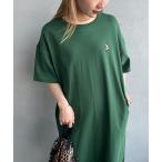 「CHUMS」 Tシャツワンピース L ダークグリーン レディース