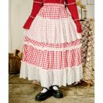 スカート 「クティールとレトロ」レースドッキングギンガムチェックスカート