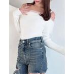 ニット セーター バックリボンオフショルニットトップス レディース