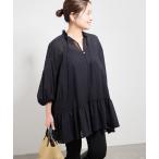 ショッピングチュニック ブラウス シャツ ピンストライプボイルAラインチュニックブラウス レディース