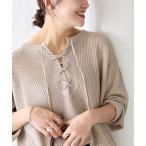 ニット セーター メッシュレースアップニット レディース