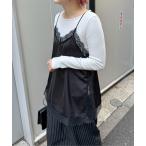 キャミソール サテンレースキャミ