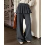 パンツ 裏起毛プリーツスカート風パンツ レディース