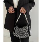 ショルダーバッグ バッグ 「2way」パールハンドルラインストーンショルダーバッグ レディース