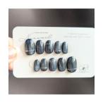 ショッピングネイルシール ネイルチップ ネイルシール 「nanamel」ブルーブラック(ショートオーバル)(MA)