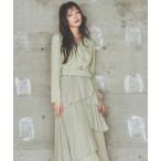 ワンピース ジャケットレイヤードプリーツワンピース