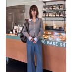 ニット セーター シャツレイヤードゴールドボタンニット レディース