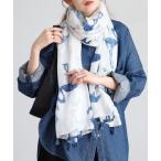 ストール マフラー フラミンゴ柄 タッセル 大判ストール レディース