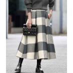 スカート 「2026SS」チェックプリント ボックスプリーツ フレアスカート