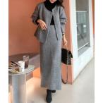 ショッピングセットアップ レディース セットアップ ノーカラーニットセットアップ レディース