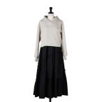 ショッピンググレー ワンピース Trois Logo Docking Dress