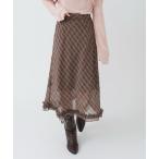 ショッピングミモレ丈 スカート チェック＆ドットシアーフリルスカート
