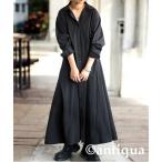 「antiqua」 シャツワンピース R ブラック レディース