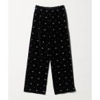 パンツ エンブロイダリー ベロアイージーパンツ ウォッシャブル レディース