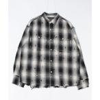 シャツ DankeSchon/ダンケシェーン/DAMAGE OMBRE CHECK L/S SHIRTS メンズ レディース