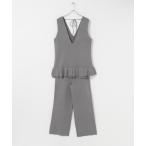 ショッピングチュニック ニット セーター フリルチュニックベスト パンツSET レディース