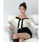 ショッピングリボン ニット セーター リボン配色 リブニット/2026 SS COLLECTION レディース