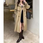 トレンチコート コート ウエストベルト付きロング丈トレンチコート レディース