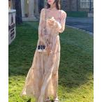 ドレス 「結婚式・二次会」花柄シースルーワンピース