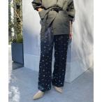 ショッピングサテン パンツ flower刺繍サテンイージーパンツ レディース