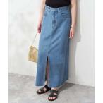 デニムスカート 「WEBのみ4サイズ展開」LE DENIM スリットフレアデニムスカート